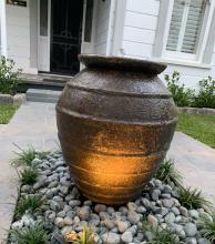  A simple water feature at a house landscaped in Brighton, Melbourne.